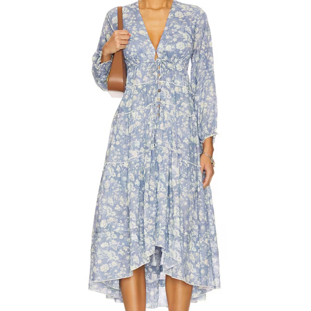NWT Free People Pappiet Midi Dress in Bluebell Combo